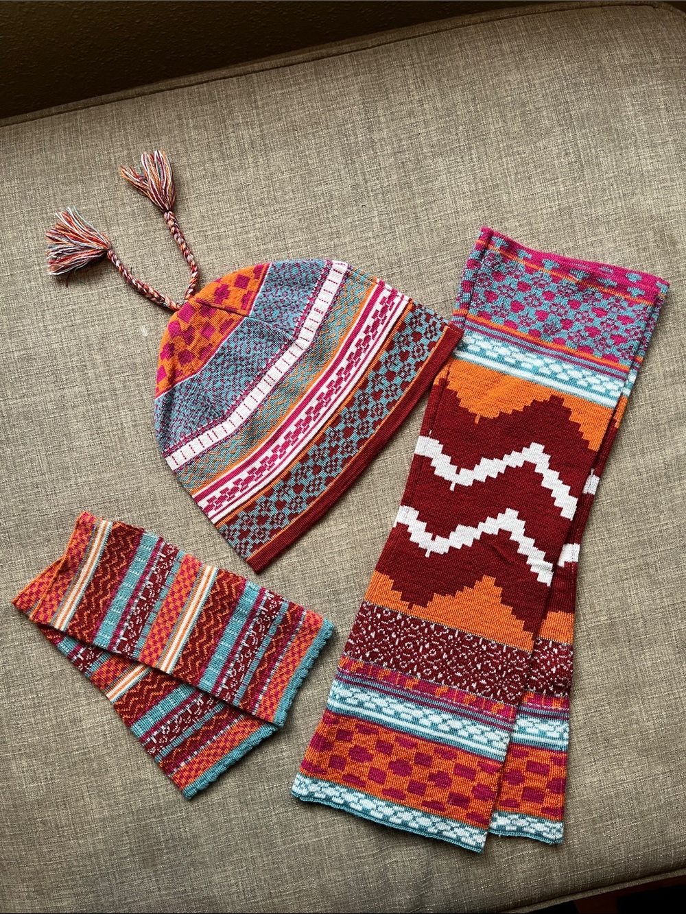 Icelandic Designs Wool Blend Accessory Set- Hat, Fingerless Gloves, Leg Warmers